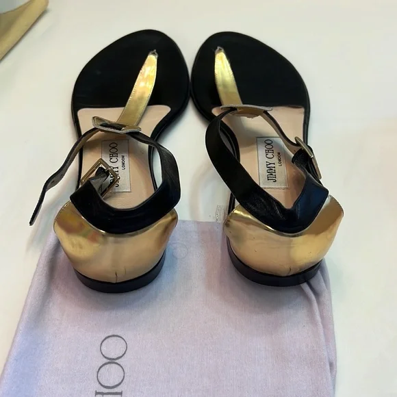 Jimmy Choo 39 black & Gold sandals - Picture 2 of 4